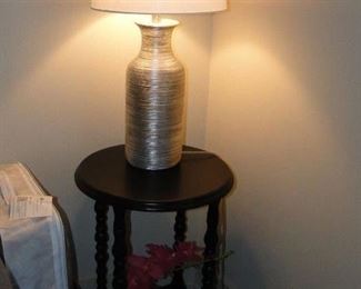 Round Side Table $50, Lamp $30