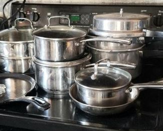 Lots of pots and kitchen gadgets