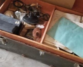 A trunk full of woodworking tools and gadgets, sold as lot