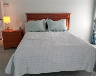 Queen size mattress and boxspring with Harden Cherry frame
