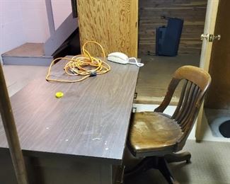 Vintage desk and wood chair