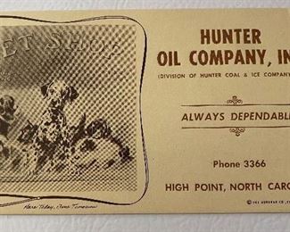 Hunter Oil Company High Point, N.C. Ink Blotter