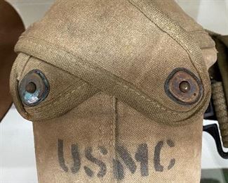 WW2 Utility Belt with Scarce USMC Canteen and Clip Holder
