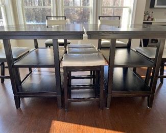 NEW THIS WEEK!! THIS IS 2 BISTRO KITCHEN SETS PUT TOGETHER (EXTRA BACKLESS STOOLS IN THE MIDDLE SOLD SEPARATELY) . WE WILL SELL AS A SET (2 TABLES, 8 CHAIRS) CHAIRS OR WILL SELL SEPARATELY(1 TABLE 4 CHAIRS)