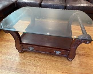 Wood and glass coffee table 36x52
