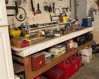TOOLS, NUTS, BOLTS, GAS CANS, MISC.