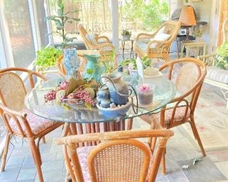 ROUND RATTAN TABLE AND CHAIRS