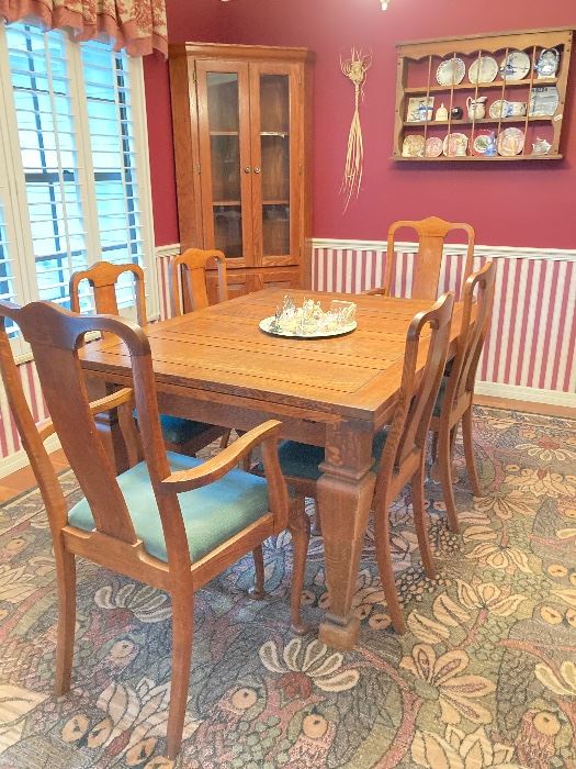 THE BEST OAK REFECTORY TABLE WE'VE SOLD WITH SIX OAK T BACK CHAIRS.