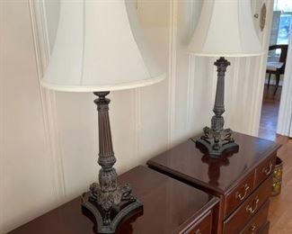 Pair of Lamps and Drexel Night Stands