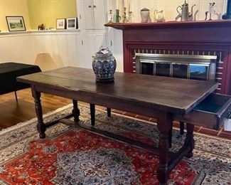 French Library Table & Tabriz Rug