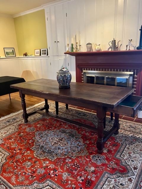 French Library Table & Tabriz Rug