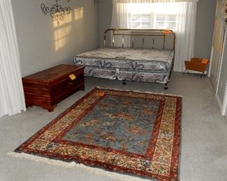 King size bed w/ frame, Oriental rug, cedar chest