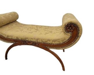 upholstered bench with curved legs