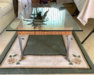 Mse017 Exquisite Glass Top Coffee Table & Area Rug