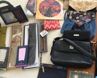 MSE062 - Vintage & New Asian Accessories - Ties, Handbags, Fan, Vera Bradley Coin Purse