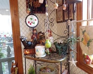 bakers rack & decor