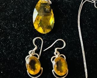 Sterling and citrine set