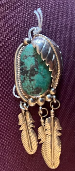 Lutz White Bird Navajo sterling pendant