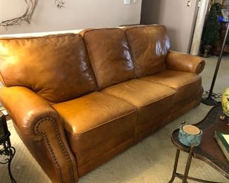 LEATHER SOFA WITH RECLINERS ON EACH END