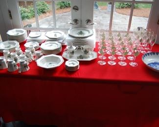 Christmas china and glasses