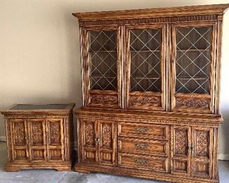 002 Carved China Cabinet and Bar