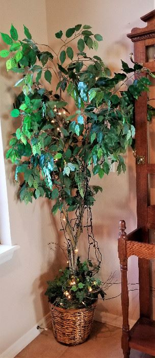 Lighted ficus faux tree