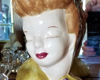 1950's style lady head vase