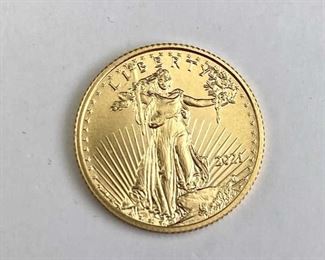 For your consideration is this 2021-Type II 1/10oz Gold Eagle, U.S. .999, guaranteed authentic.
