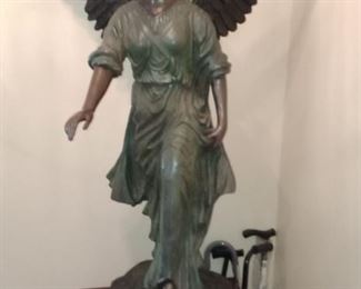 OFFERED FOR PRESALE - Large Signed J. F. Coutan Angel Garden Bronze.  Note: This piece is approx. 51" tall and extremely heavy.  Will require about 3 to 4 people to move. 