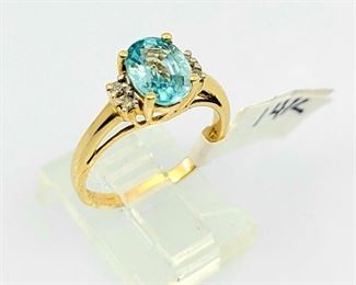 20T:  14kt YG Blue Topaz Diamond Ring
Est. $325-$525
