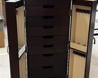 Mirror front jewelry chest