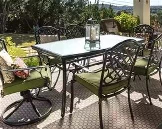 Metal Rectangular Patio Table and 6 Chairs - $700