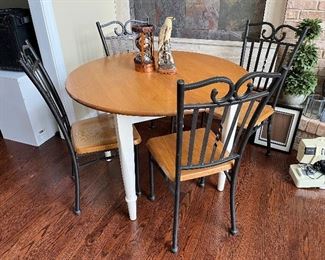 Small round table and metal chairs