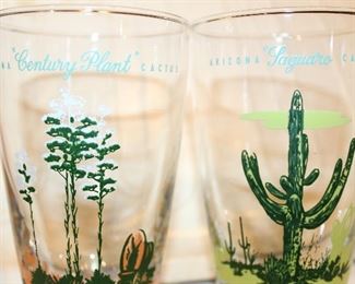part of a set of eight Blakely tumblers; Arizona cacti