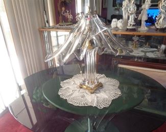 Art Vannes French Crystal Lamp, glass top table