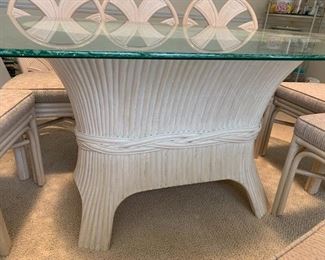 #1	glass top bamboo base table with 8 chairs 78x42x29	 $275.00 
