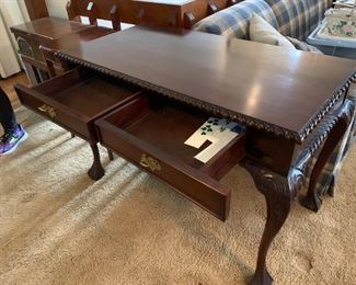 #4	Sofa Table w/q/a Legs w/ 2 drawers 43x23x29	 $175.00 
