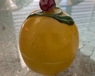 #17	Herend lemon box with pink flower  G071/c  J93 3 w x4 t	 $125.00 
