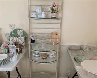 #20	Cream Half Round Bakers rack w/ shelves 22x17x72 (2)  $125 each	 $250.00    sold 1, 1 available

