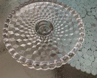 #21	Fostoria Round Cake Pedistal w/rum well  Diameter 10"Dx7"T	 $100.00 
