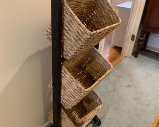 #24	3 wicker Basket on Black Stand   12x12x42	 $50.00 
