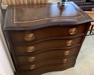 #37	4 drawer Curved Front Chest of Drawers w/leather top 30x16x30	 $150.00 

