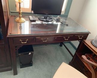 #38	Drexel 3 drawer Writing Desk w/glass protect top 46x24x28 (as is finish)	 $100.00 
