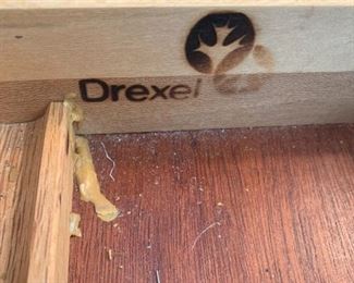 #38	Drexel 3 drawer Writing Desk w/glass protect top 46x24x28 (as is finish)	 $100.00 
