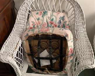 #48	(2) Antique Wicker w/cushions (as is paint)   $75 each	 $150.00 
