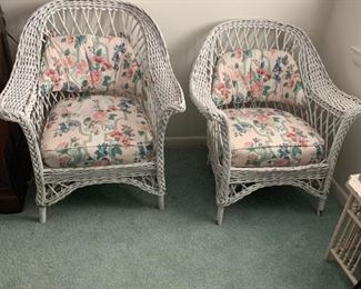 #48	(2) Antique Wicker w/cushions (as is paint)   $75 each	 $150.00 
