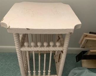 #49	Ant. Wood End Table  12sqx18T (as is finish paint)	 $30.00 
