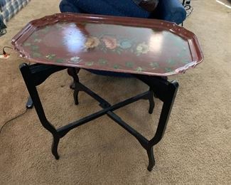 #56	Wood Leg Folding Tray Table w/Hand-painted Tray Top 30.5x17x27	 $75.00 
