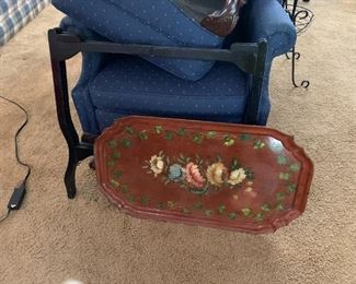 #56	Wood Leg Folding Tray Table w/Hand-painted Tray Top 30.5x17x27	 $75.00 
