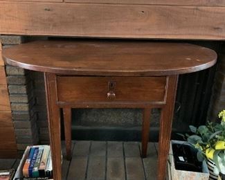 #58	Oval Wood End Table w/1 drawer   35x25x29 (as is finish)	 $75.00 
